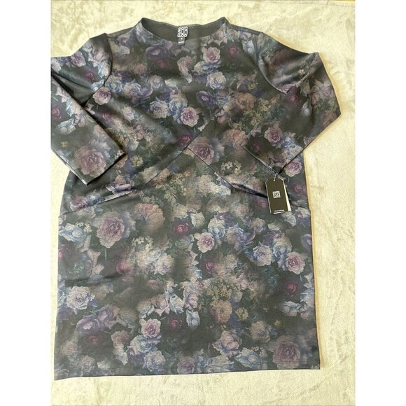 Women’s Clara Sun Woo Floral Dress Dark Purple Black 2 Pockets Plus 1X - Picture 3 of 16